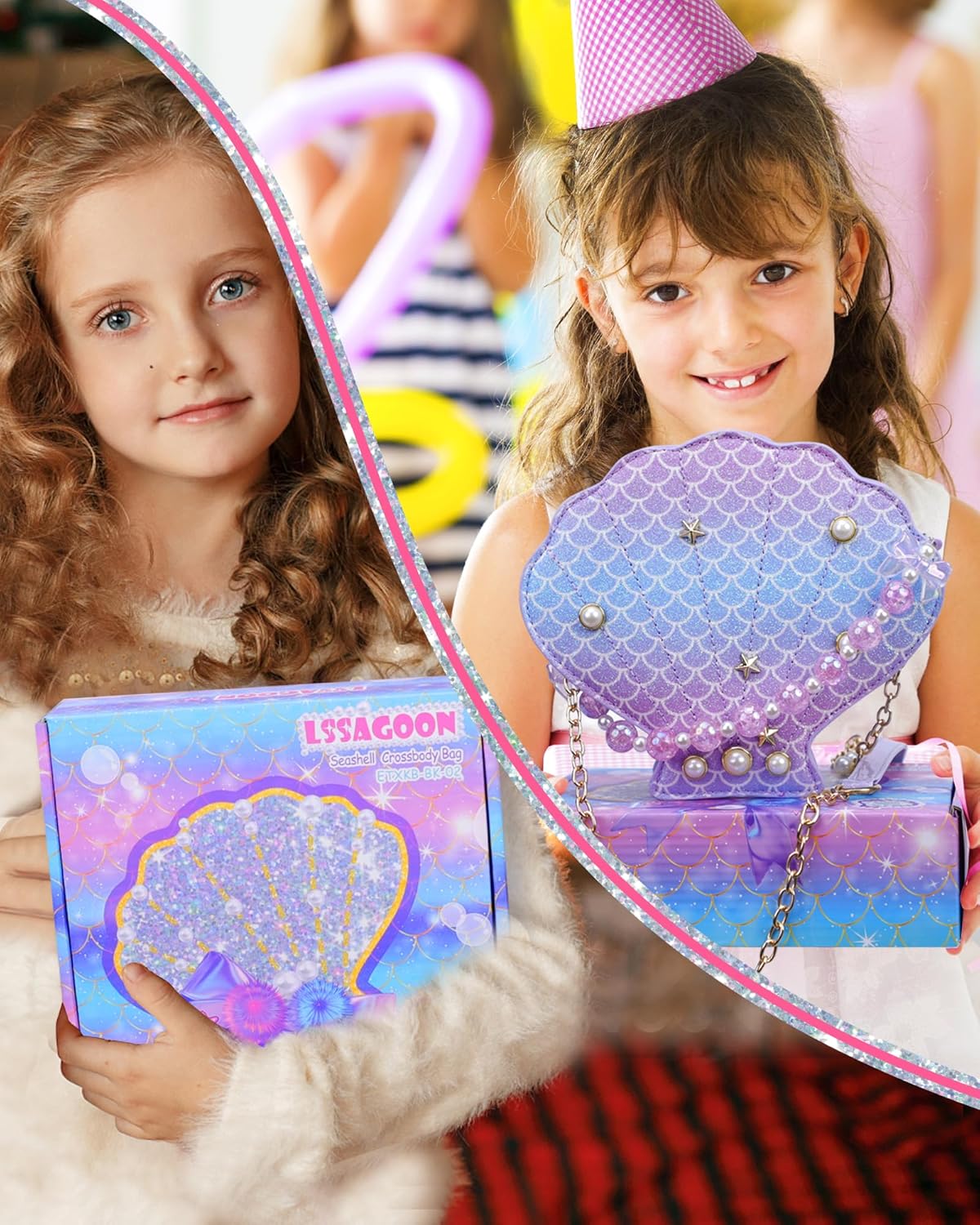 Shells Little Girl Crossbody Purse for Toddler,Shoulder Handbag,Pearl Princess Clutch Bag,Gifts for Birthday Xmas. - Image 6