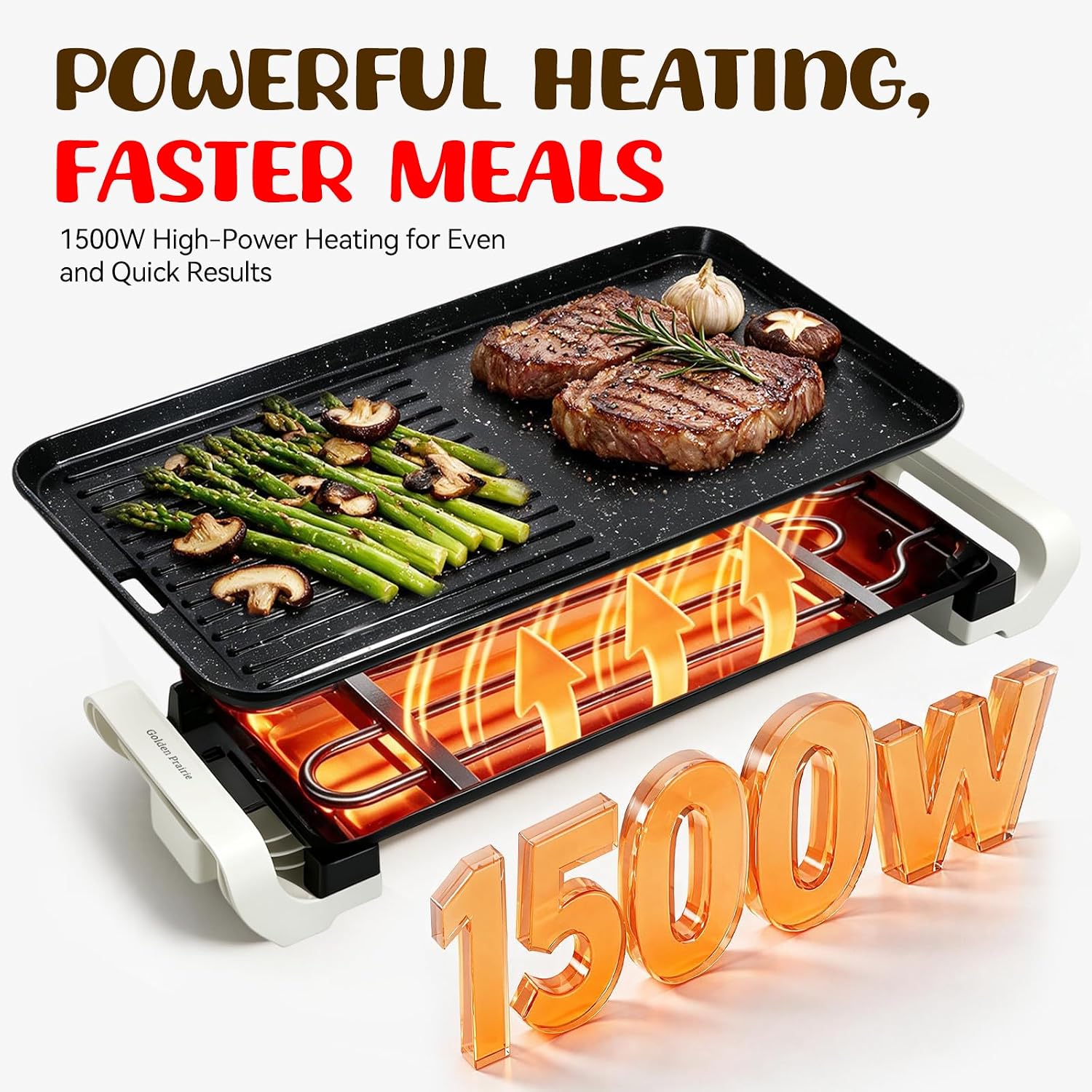 Electric Grill & Griddle, 20"×9",2 in 1 Cooking,Ceramic NonStick Plate