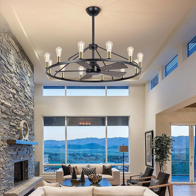 Ventilador de Techo 44 Pulgadas Con Luz, Control Remoto y 6 miniatura 9