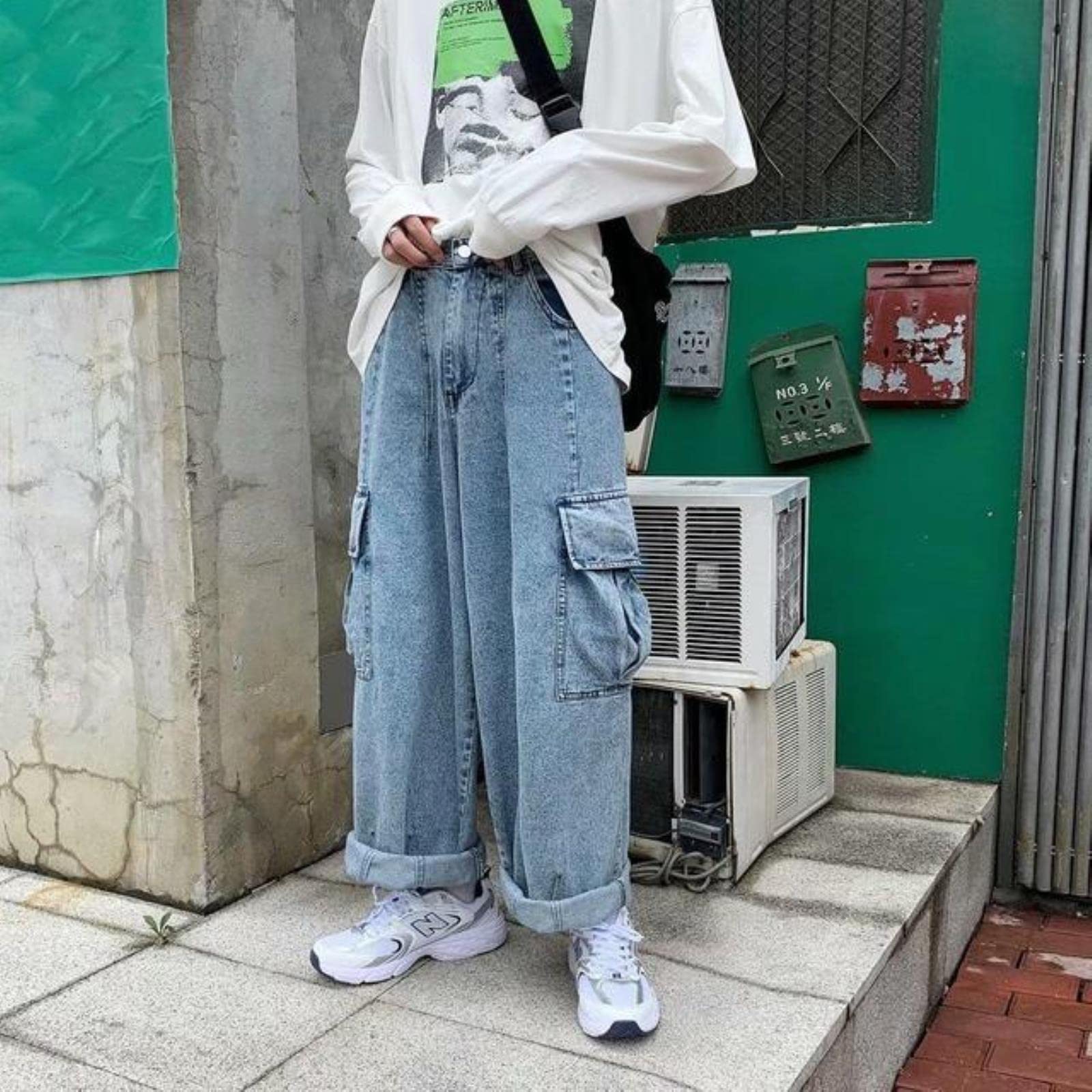 Baggy Jeans Korean Mint Green: Korean Baggy Jeans