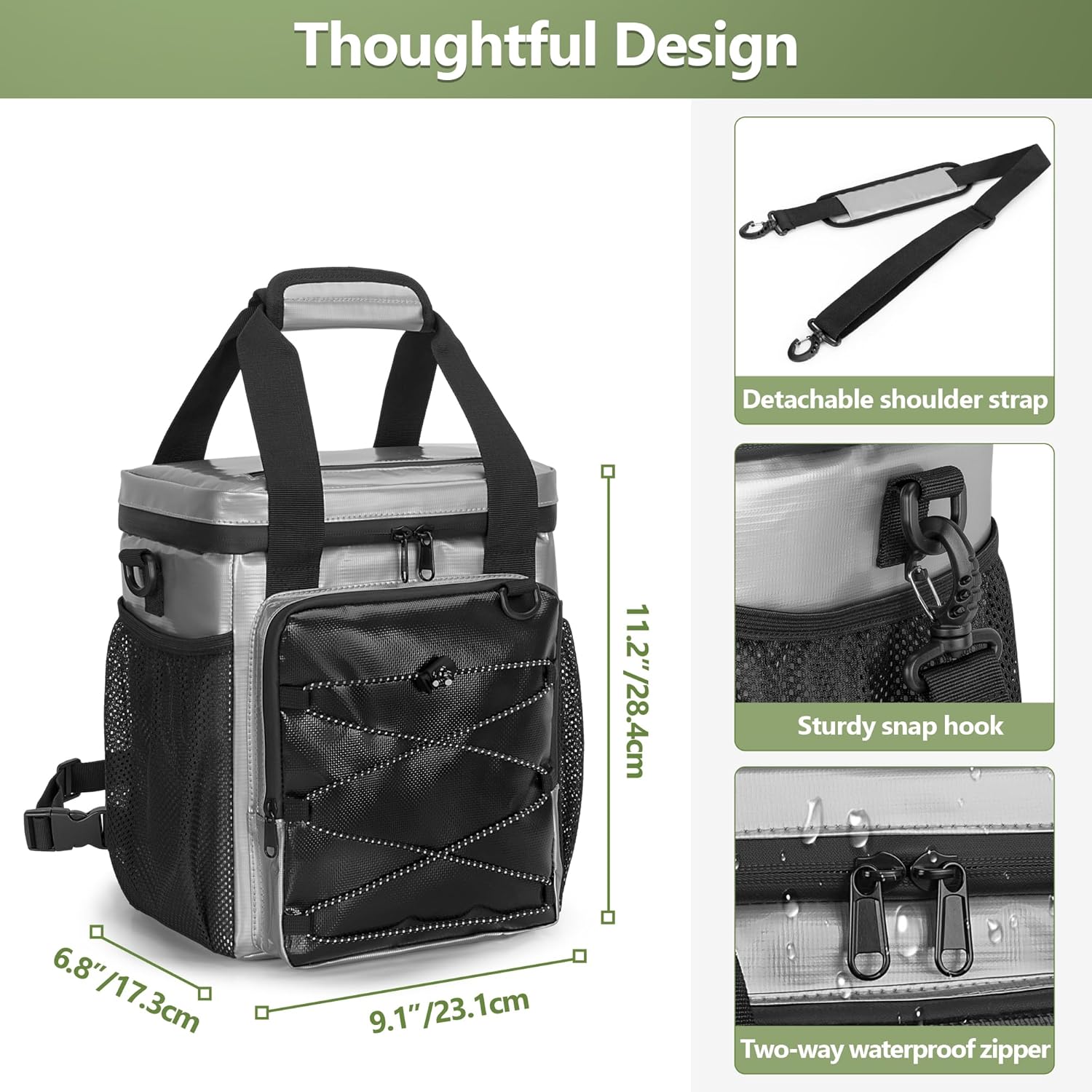 PGmoon Insulated Golf Cart Cooler, 12-Can Leakproof Soft Cooler Bag Suitable for Golf Push Cart