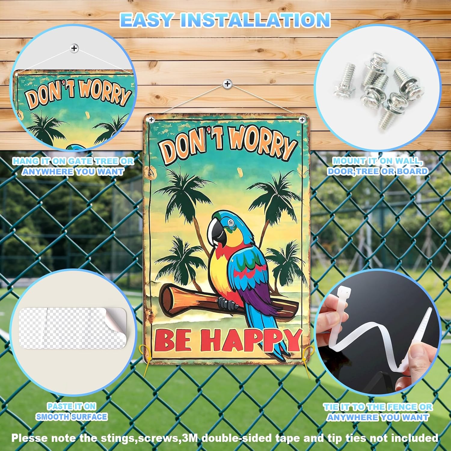 Tiki Bar Decor Tin Signs - Don't Worry Be Happy Retro Beach, Music, and Tropical Signs for Tiki Bars, Patio, Porch, Courtyards, or Room Decor (8x12 Inches) - Image 5