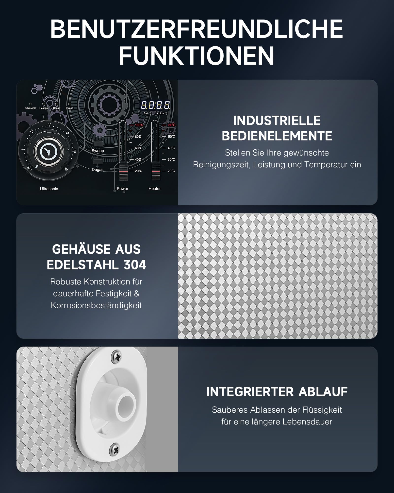 CREWORKS 10L Ultraschallreinigungsgerät 33kHz 240W Teilereinigungsgerät | SUS304 Tank 33kHz Industrielle Frequenz, Sweep & Degas 300W Heizung & Timer für Autoteile, Werkstatt, Labor & Werkzeuge