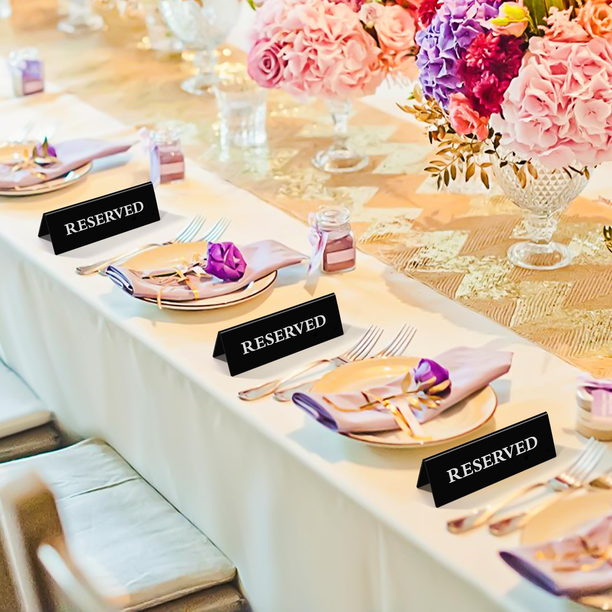 Letreros Reservados Doble Cara Letreros de Mesa Reservados de Acrílico para Mesa Boda Fiesta Restaurante Eventos 8 Piezas Negro