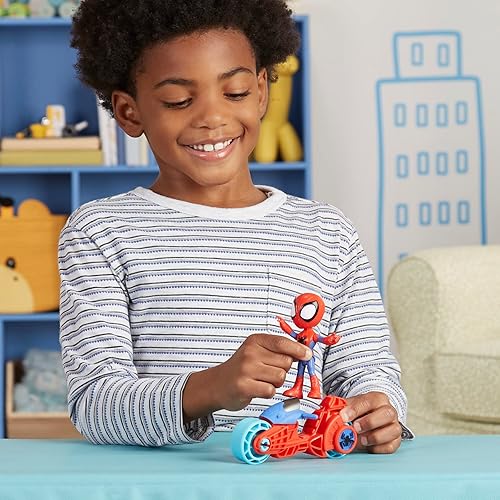 Miniatura 5 de Hasbro Marvel Spidey y sus increíbles amigos, figura de acción de Spidey con motocicleta de juguete, juguetes preescolares para niños y niñas de 3