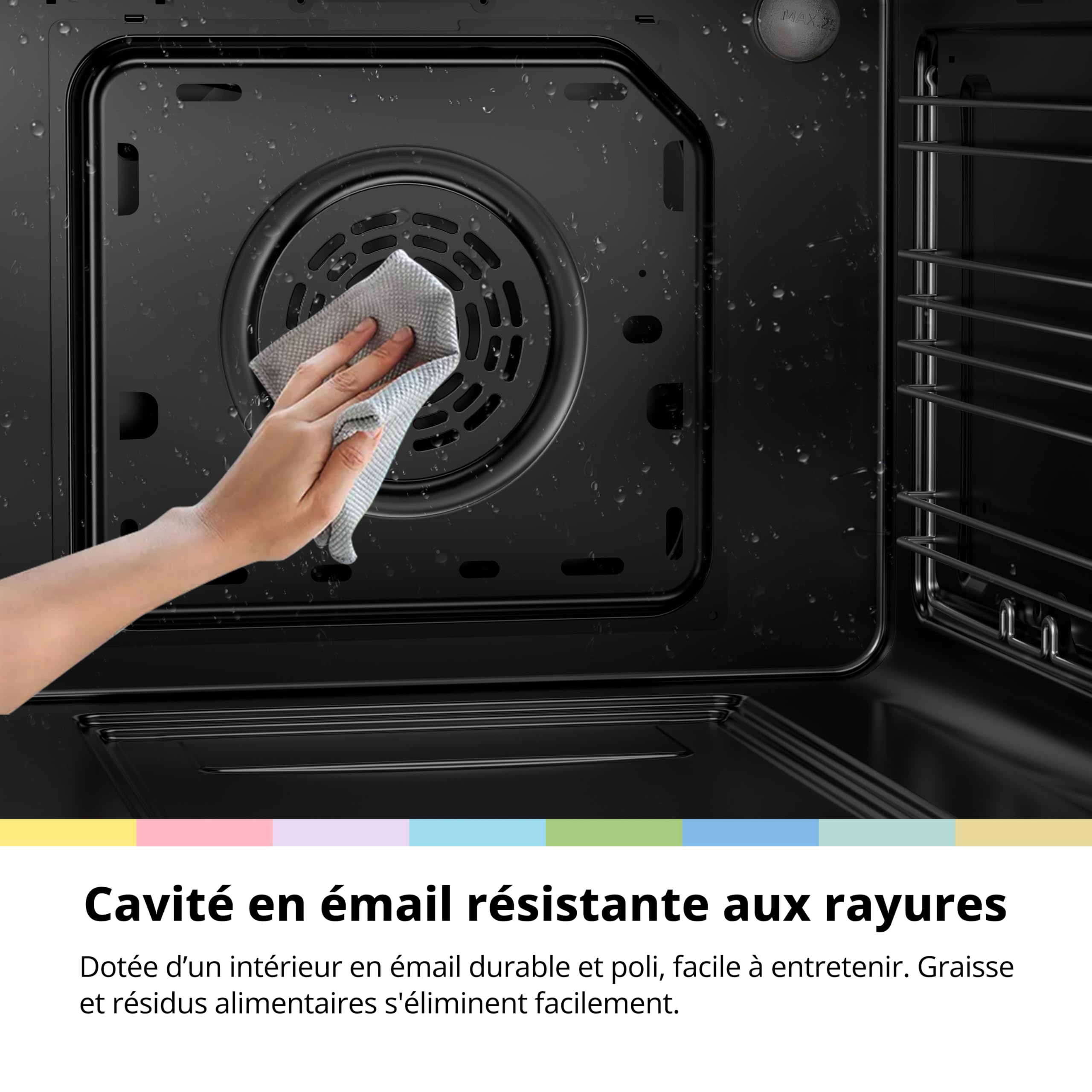 Comfee Electric Built-in Oven, 60 cm, 70 L, 3 kW, Rotating Heat, Grill, Pizza Function, AquaClean Steam Cleaning, LED Display with Timer, ECO Mode, Black [Energy Class A]