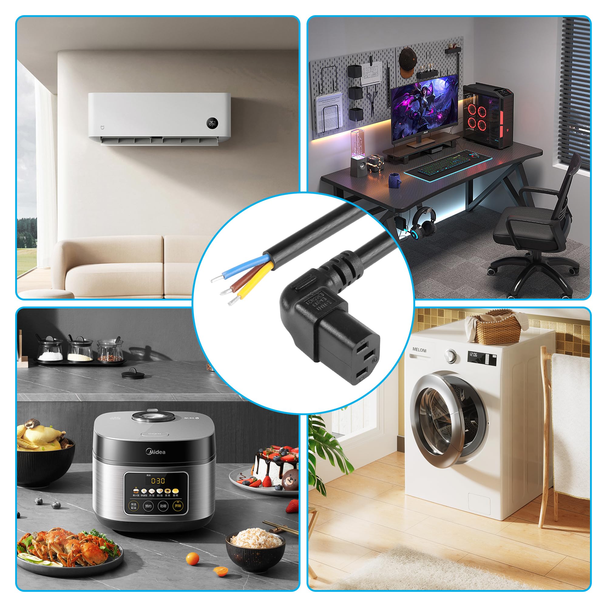 CERRXIAN 2 PCS 90°左IEC 320 C14オス3ピン CERRXIAN 2 PCS 90