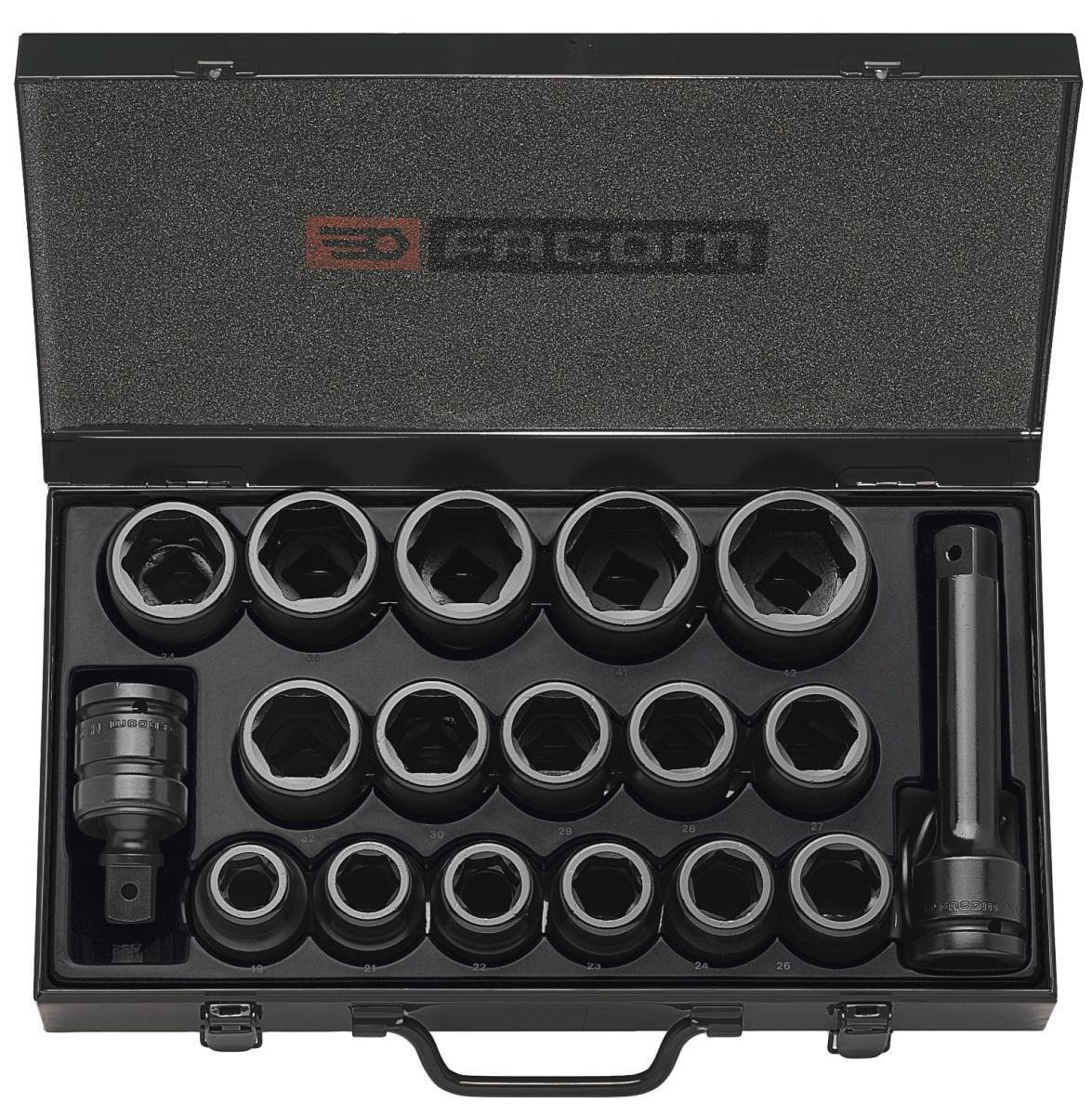 Facom NK.500E 3/4"" Drive Impact Socket Set 19 - 42mm Steel Case