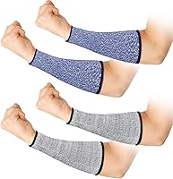 Vista 11 de Geyoga 2 pares de mangas resistentes a los cortes, protección de brazos, nivel 5, fundas protectoras de seguridad, protectores de brazos para Negro