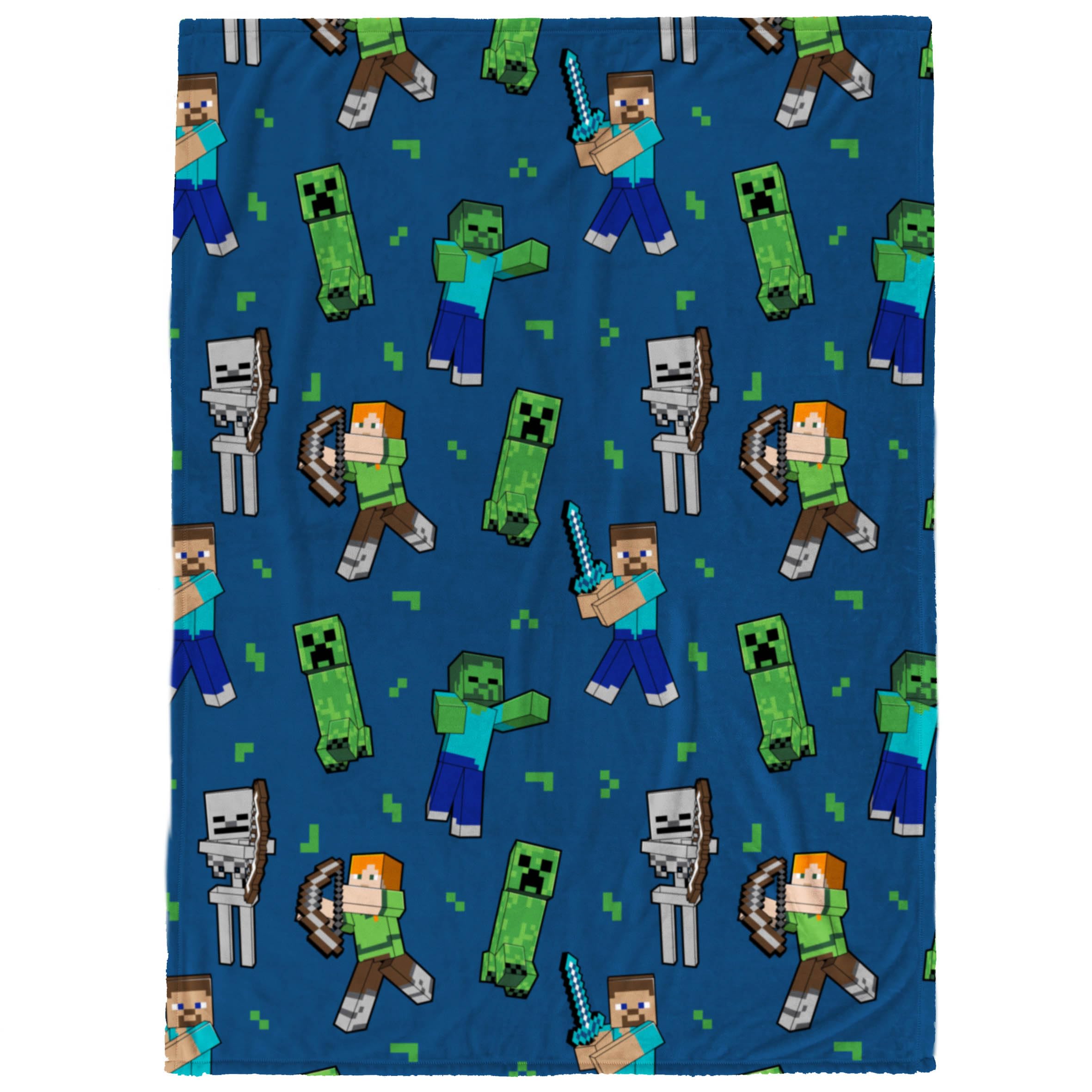 Jay Franco Kids Minecraft Plush Throw Blanket – 130x150cm Soft & Cosy Fleece Throw for Bedroom & Sofa Décor, Official Licensed Product, Blue