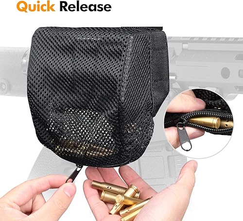 Vista 19 de Feyachi Heat Resistant Brass Catcher for AR Thickened Nylon Cartridge Casing Shell Catcher Net with Quick Release Zipper, 2 Picatinny Rail Mounts