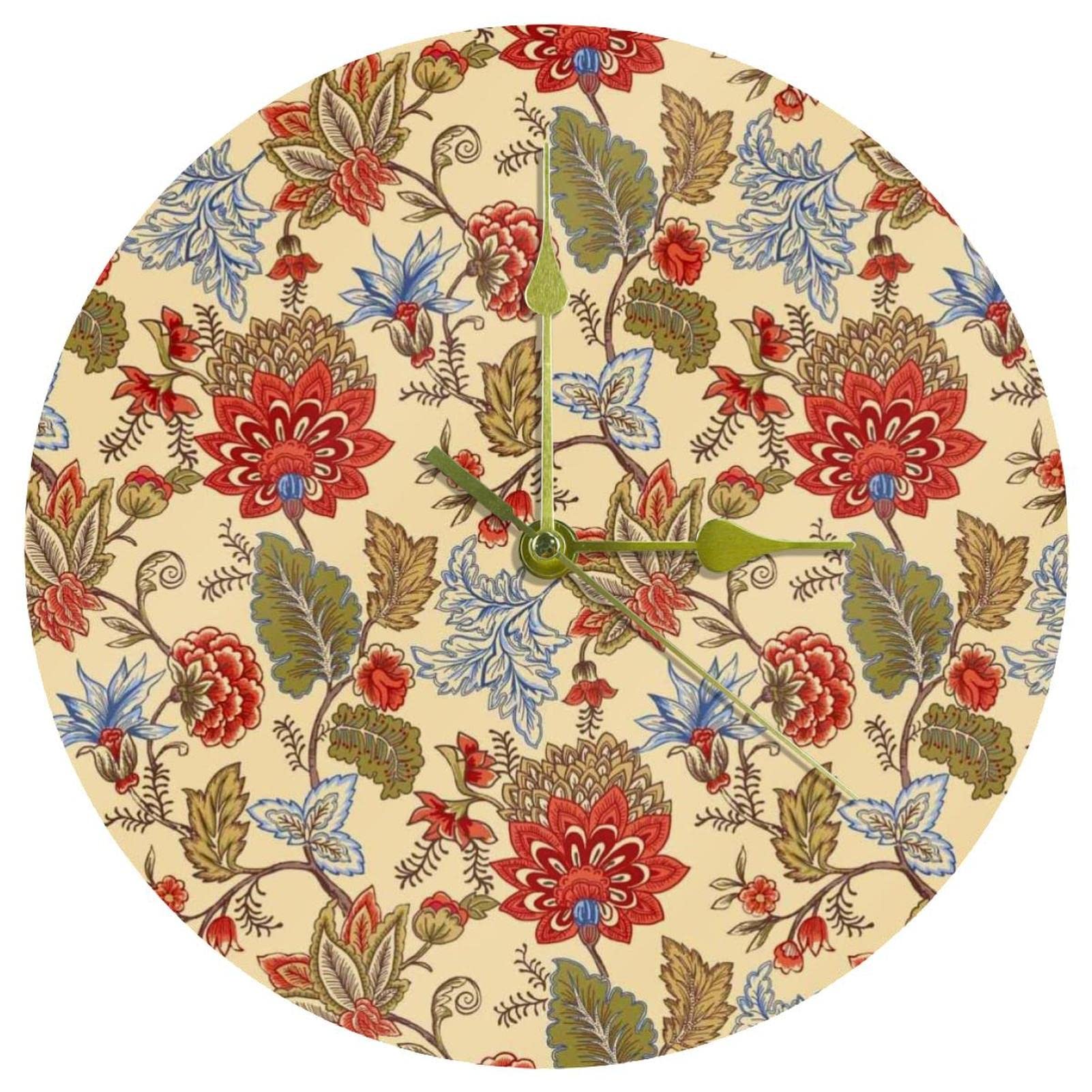 Horloge murale ronde fleurs rouges, cadeau pour pendaison de crémaillère