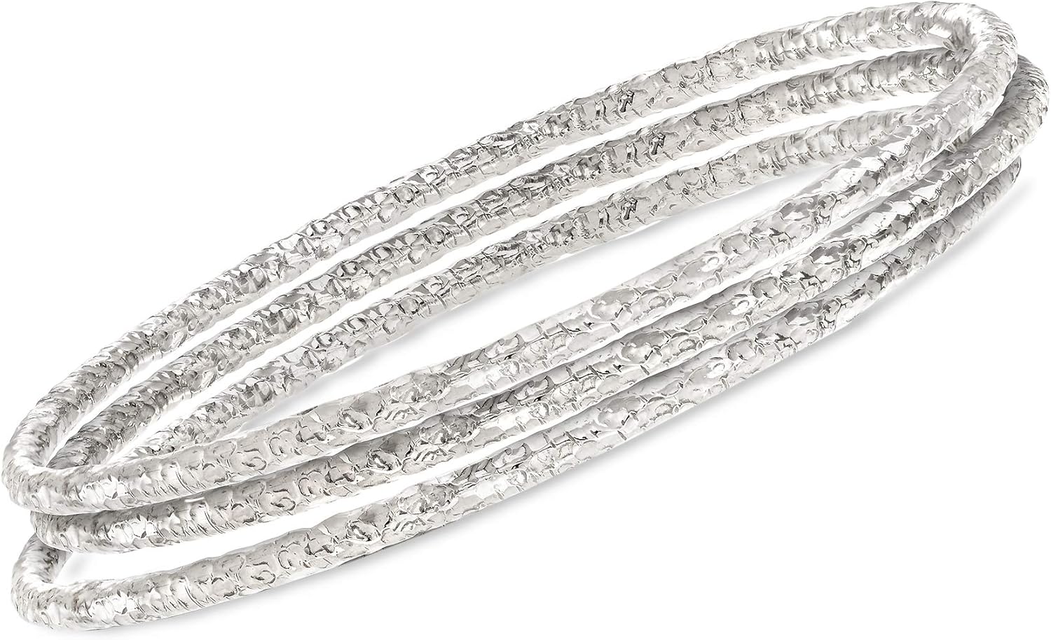 Ross-Simons Italian Sterling Silver Jewelry Set: 3 Hammered Bangle Bracelets