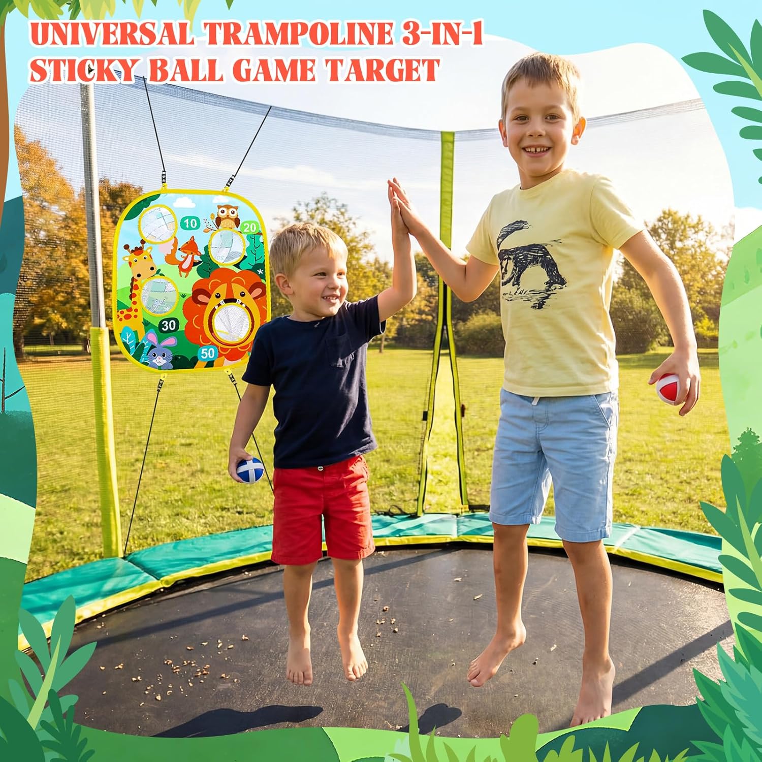 Lunmon Kids Trampoline Toss Game, 3 in 1 Bean Bag Toss Game with Dart Board & Target Board, Trampoline Games Accessories for Kids Outdoor Backyard Party Toy for Boys Girls Ages 3-6