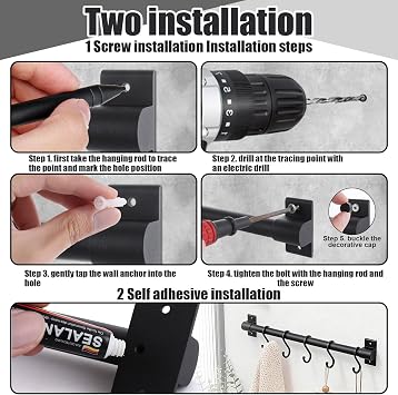 2 PCS 30cm Wall Mounted Kitchen Utensil Rail with Sliding Hooks | 10 Sliding Hooks, Aluminium, Utensil Hanging Rack Storage Rail, For Towel Spoon Fork Gloves, Storage Rail