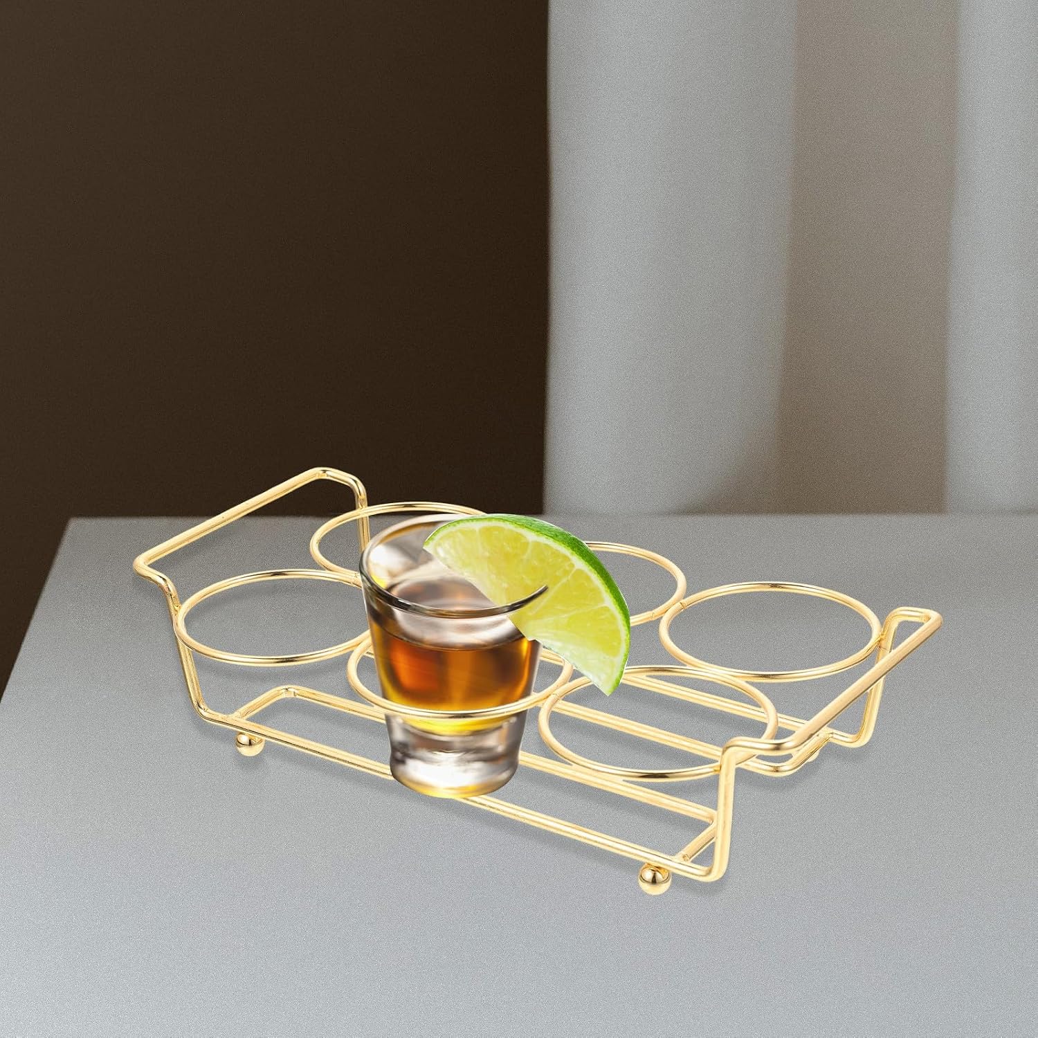 Gold Metal Shot Glass Rack for Martini Glasses and Small Cups