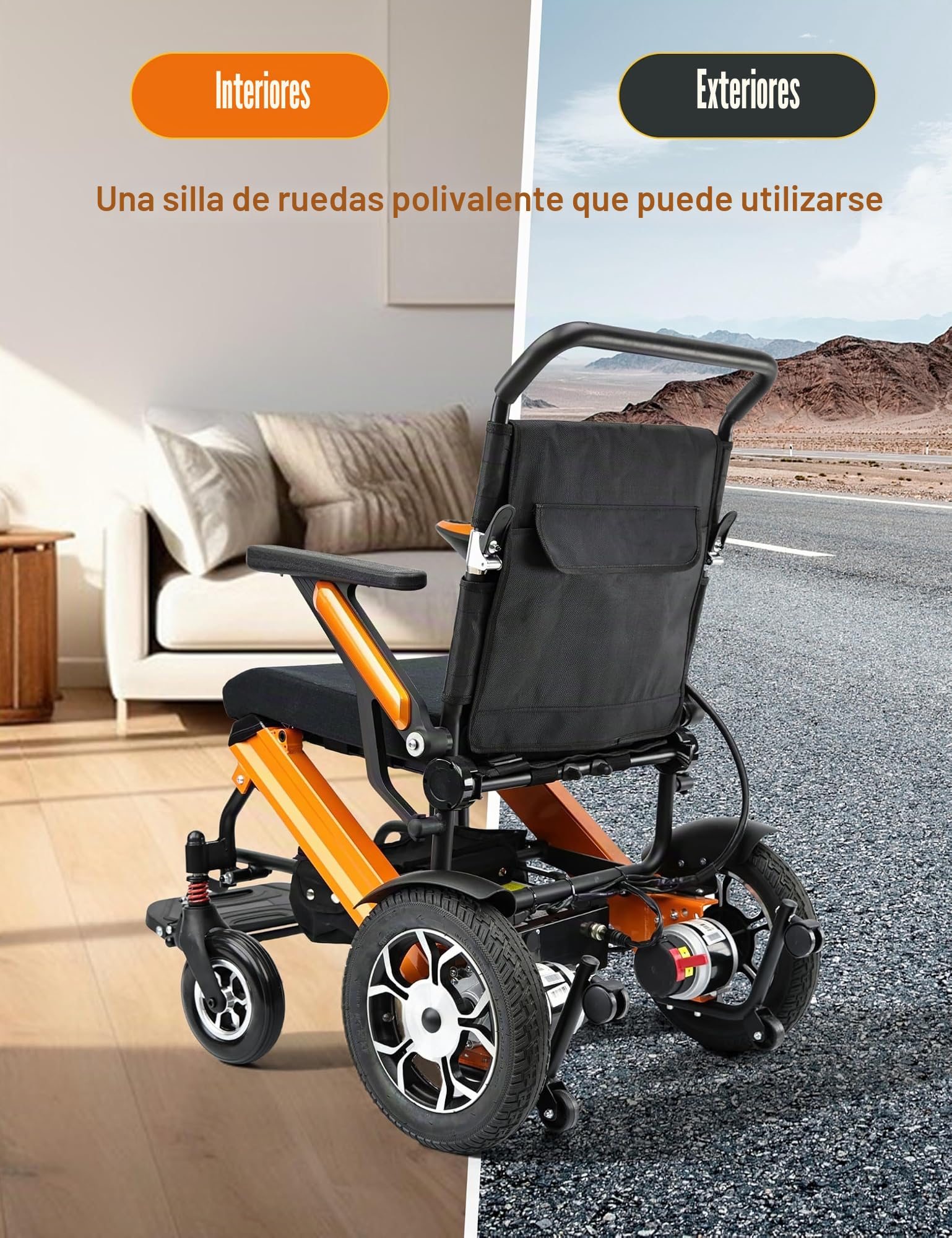 Sillas de ruedas eléctricas plegables para adultos y personas mayores, Silla de ruedas eléctrica todo terreno con motor de 500W plegable con cojín de asiento ergonómico, ligera y portátil para viajes