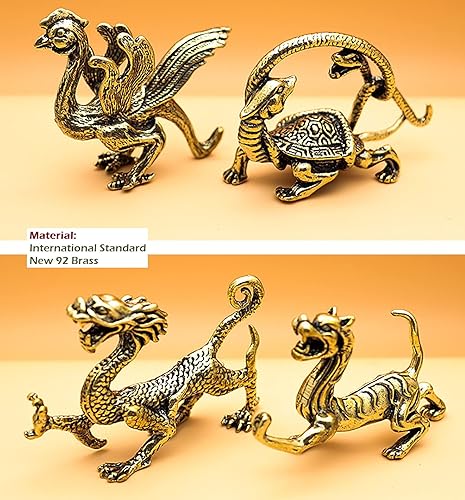 Miniatura 5 de LOTONJT Estatua de latón macizo, cuatro guardián celestial, dios, animal, Feng Shui, riqueza, estatua de metal, talismán de metal, escultura de