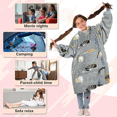 Miniatura 45 de Catalonia Rainbow Cat Oversized Blanket Hoodie Sweatshirt for Kids, Wearable Fleece Pullover with Large Front Pocket, Teen Boys Girls Gift