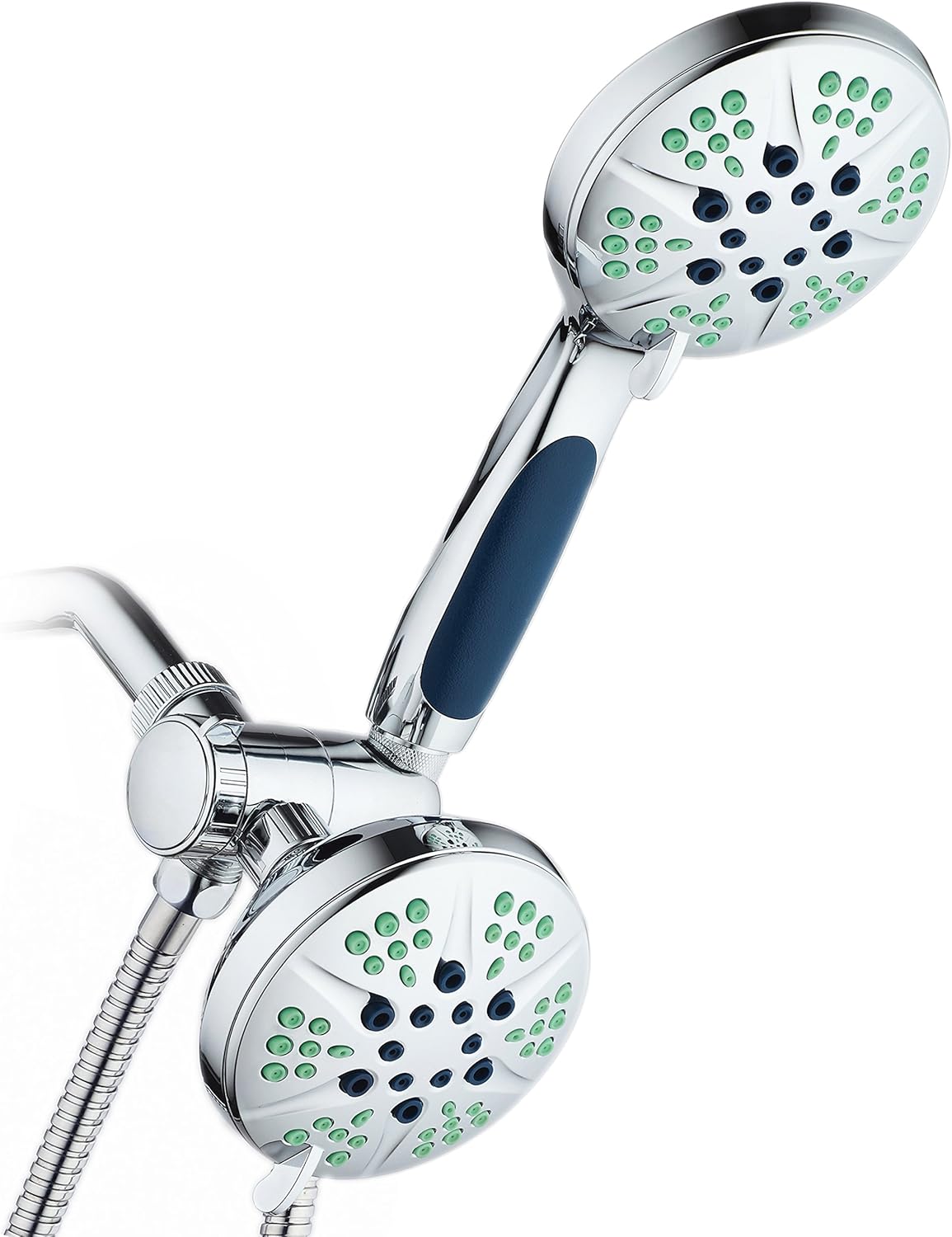 HOTEL SPA – Anti-Clog Shower Heads with Handheld Spray-High Pressure Shower Head - 4.3 Inch Showerhead, 4.3 Inch Handheld Shower Head - 3-in-1, 48-Setting Shower Heads 5 Foot Shower Hose (Chrome)
