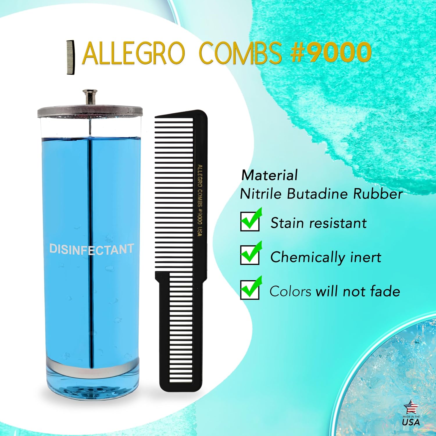 Allegro Combs 9000 Clipper Cutting Blending Fading Combs 6 Pk. (Black)