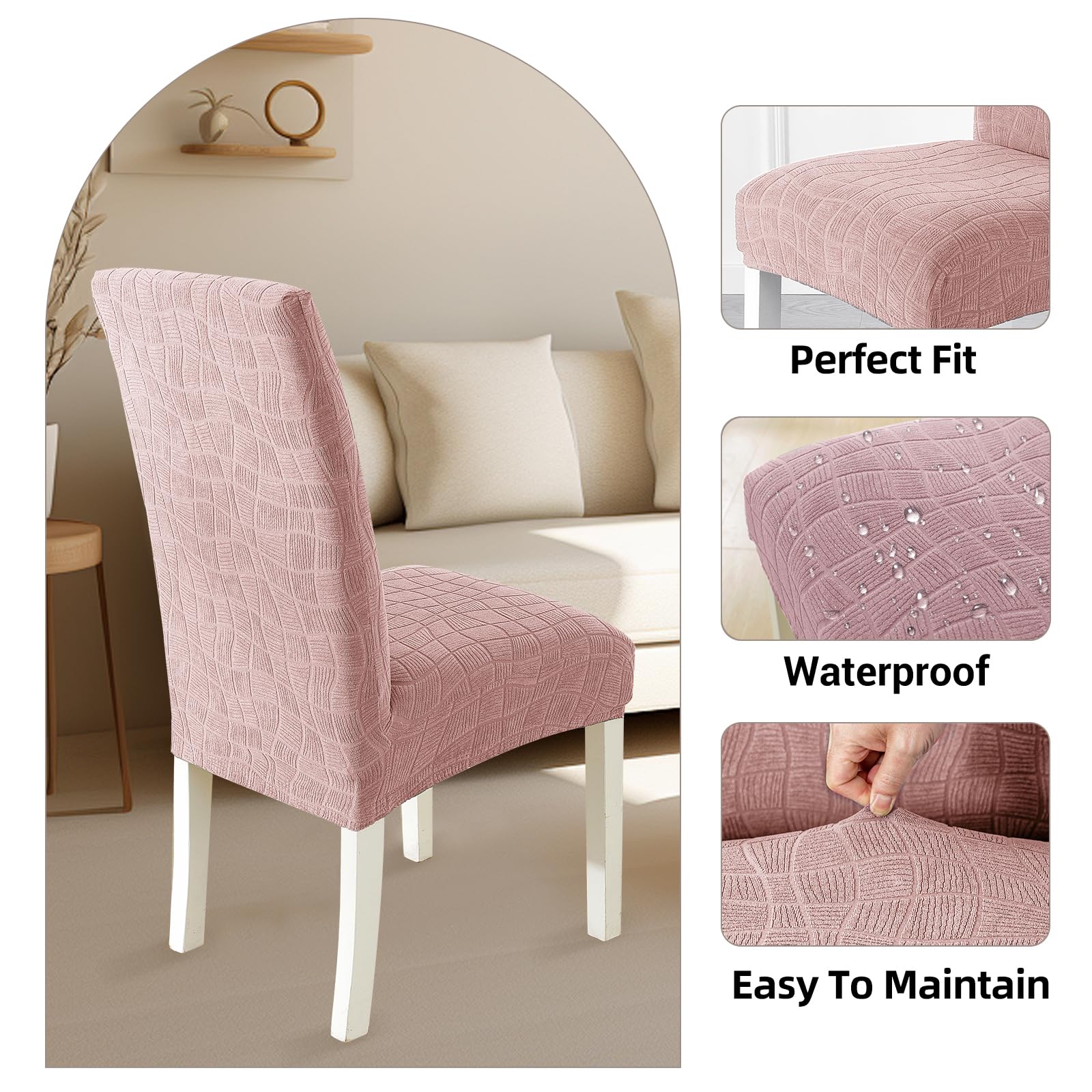 Housses De Chaise Ystyle 4 Pièces - Élastique Polyester/Élasthanne - Lavable - Pour Salle à Manger/Mariage