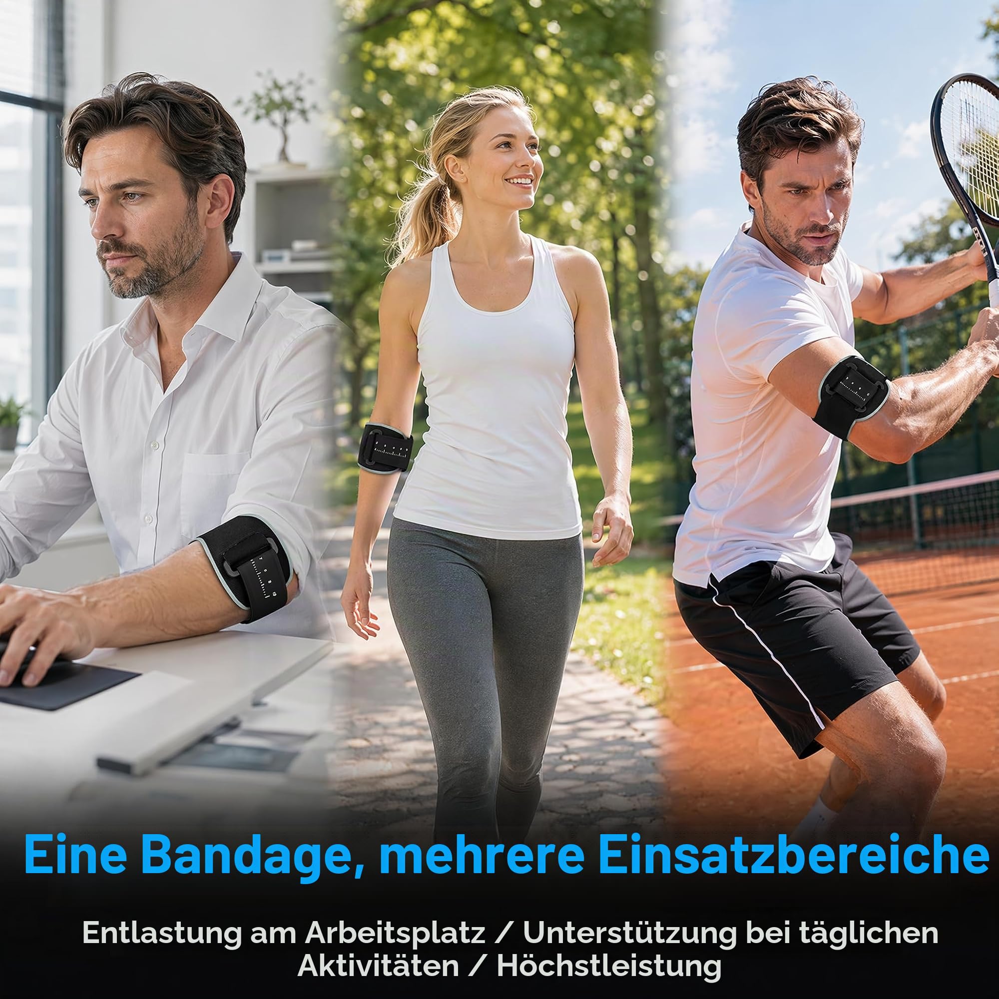 Ellenbogenbandage Tennisarm Bandage für Tennisarm und Golferarm ,Leichte Manschette fürTennisarm,Einstellbare Schmerzlinderung bei Epicondylitis für Sehnenentzündung,Arthritis,Rechts und Links Unisex