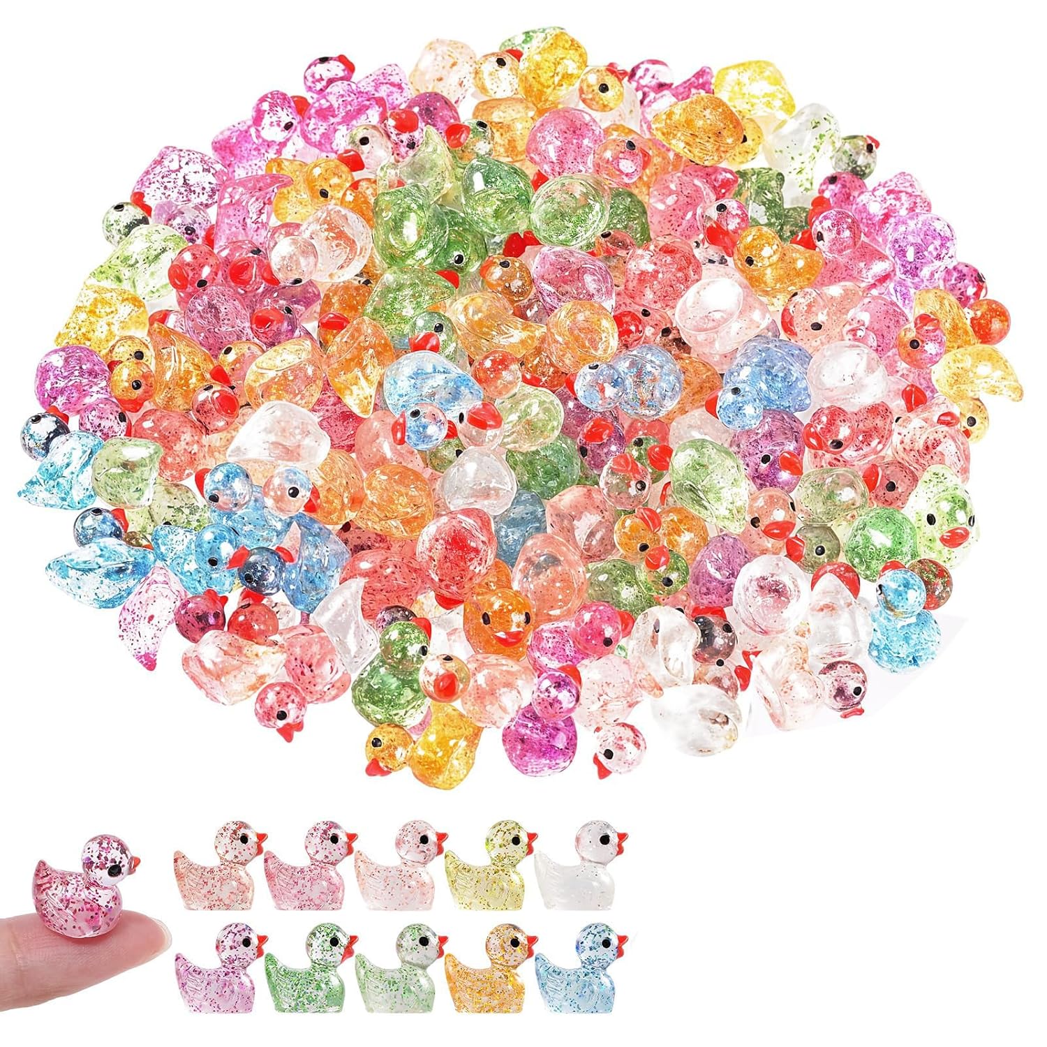 50Pcs Miniature Decorative Items, Miniature Toys, Small Ducks Bulk Glow in The Dark Figures for Dollhouse Decor Accessories Garden Micro Landscape Aquarium Potted Tiny Homes