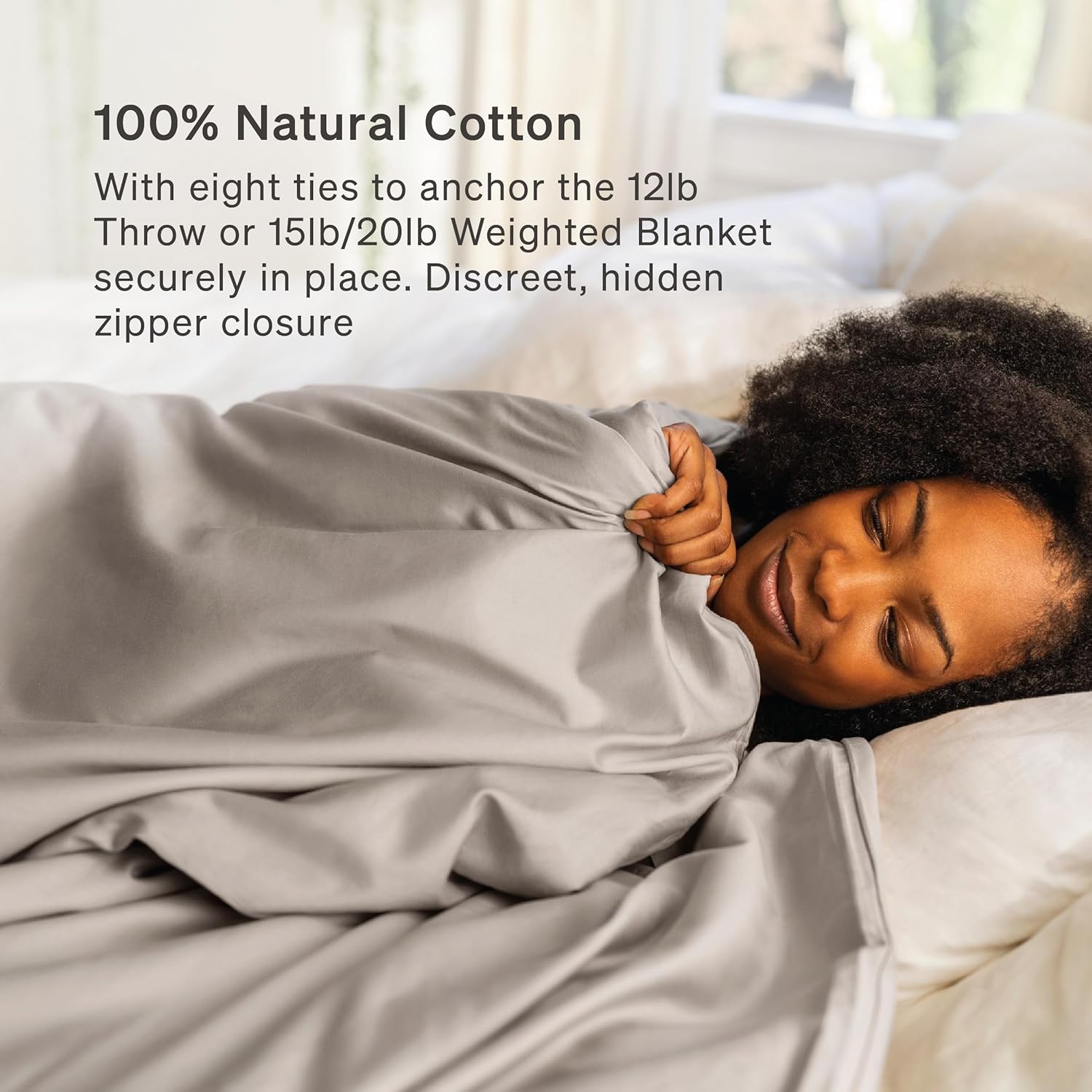 Baloo 100% Cotton Duvet Cover for 15lb/20lb Weighted Blanket (Silver Sage - 60"x80" - Full/Queen Size) | Cool, Soft & Durable