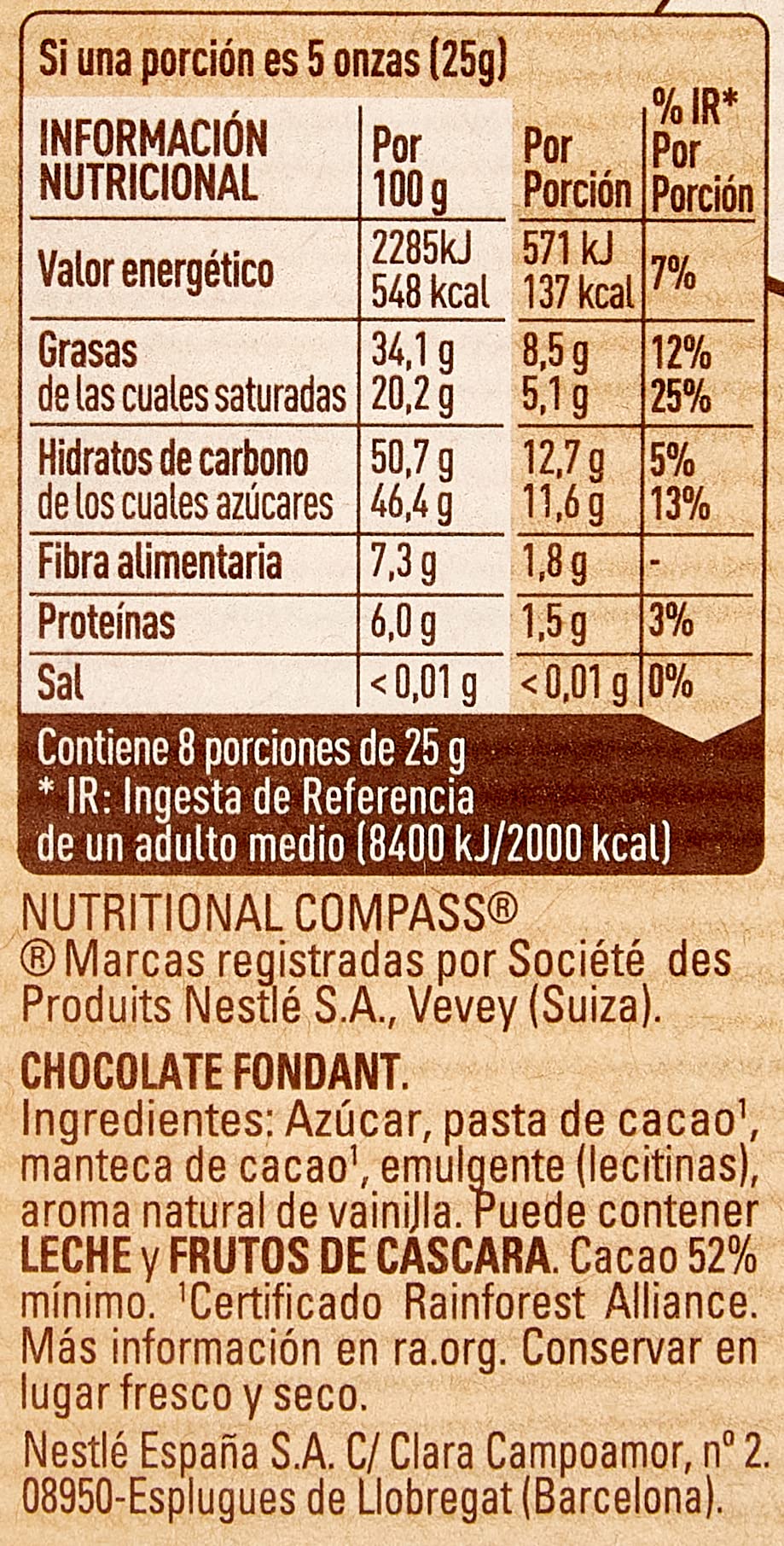 Nestlé Postres chocolate negro para fundir 20x200g