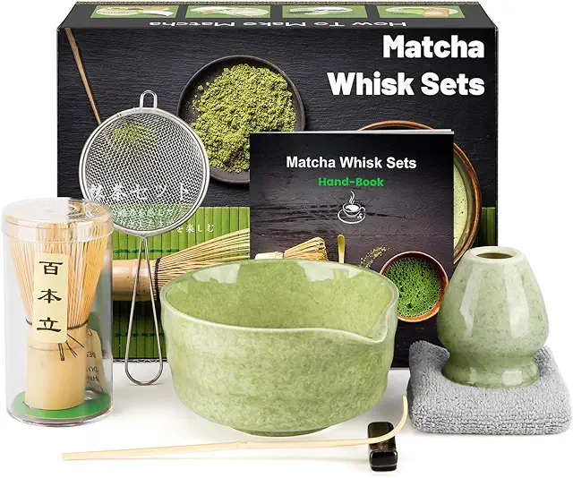 7-Piece Japanese Matcha Set with Bamboo Whisk, Bowl & Accessories