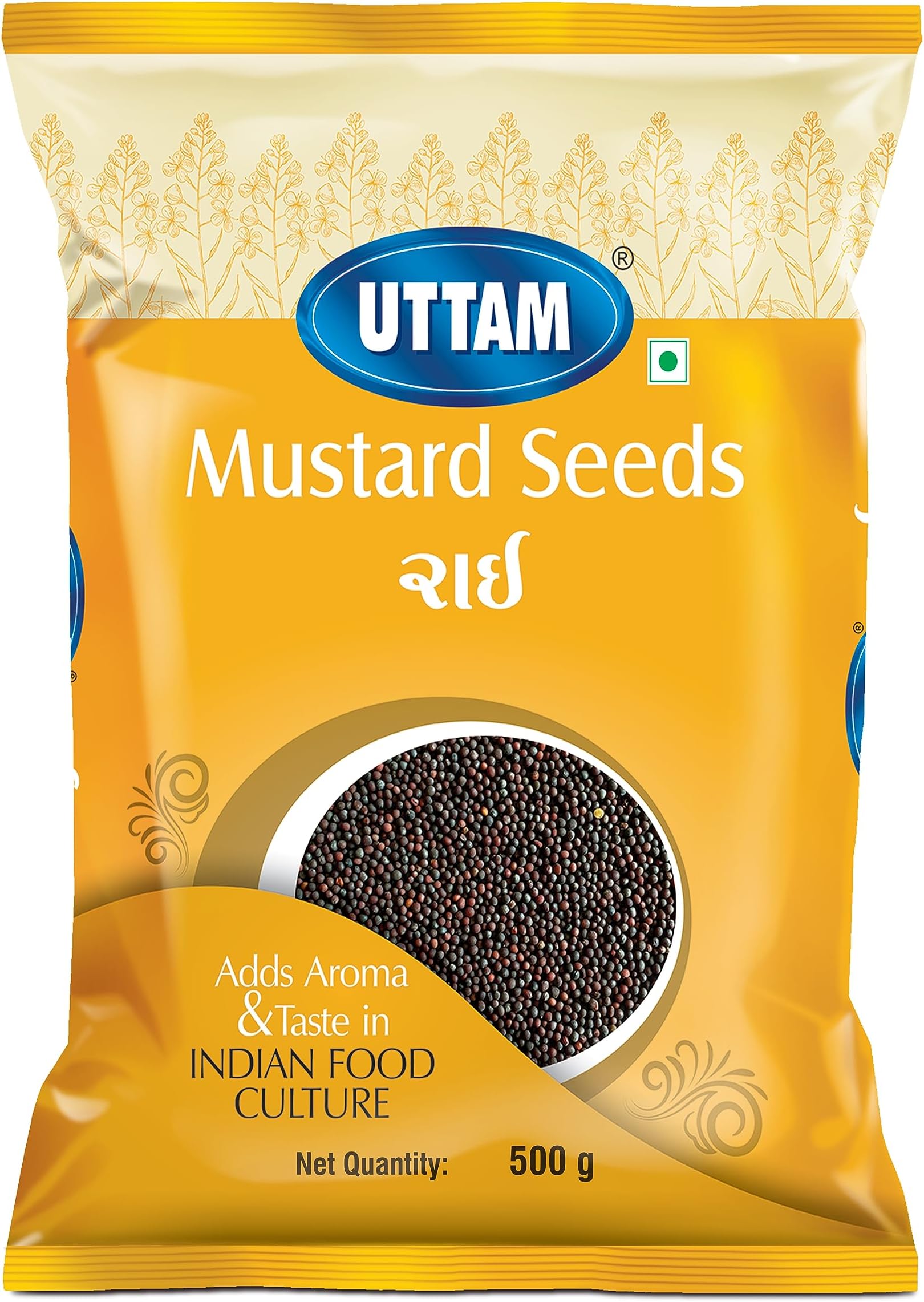 UTTAM Black Mustard Seed Small - (500Gm X 2) Rai, Sarson Whole Spices Perfect For Seasoning, Marinades, Cooking Freshly Sealed (Pack Of 2)