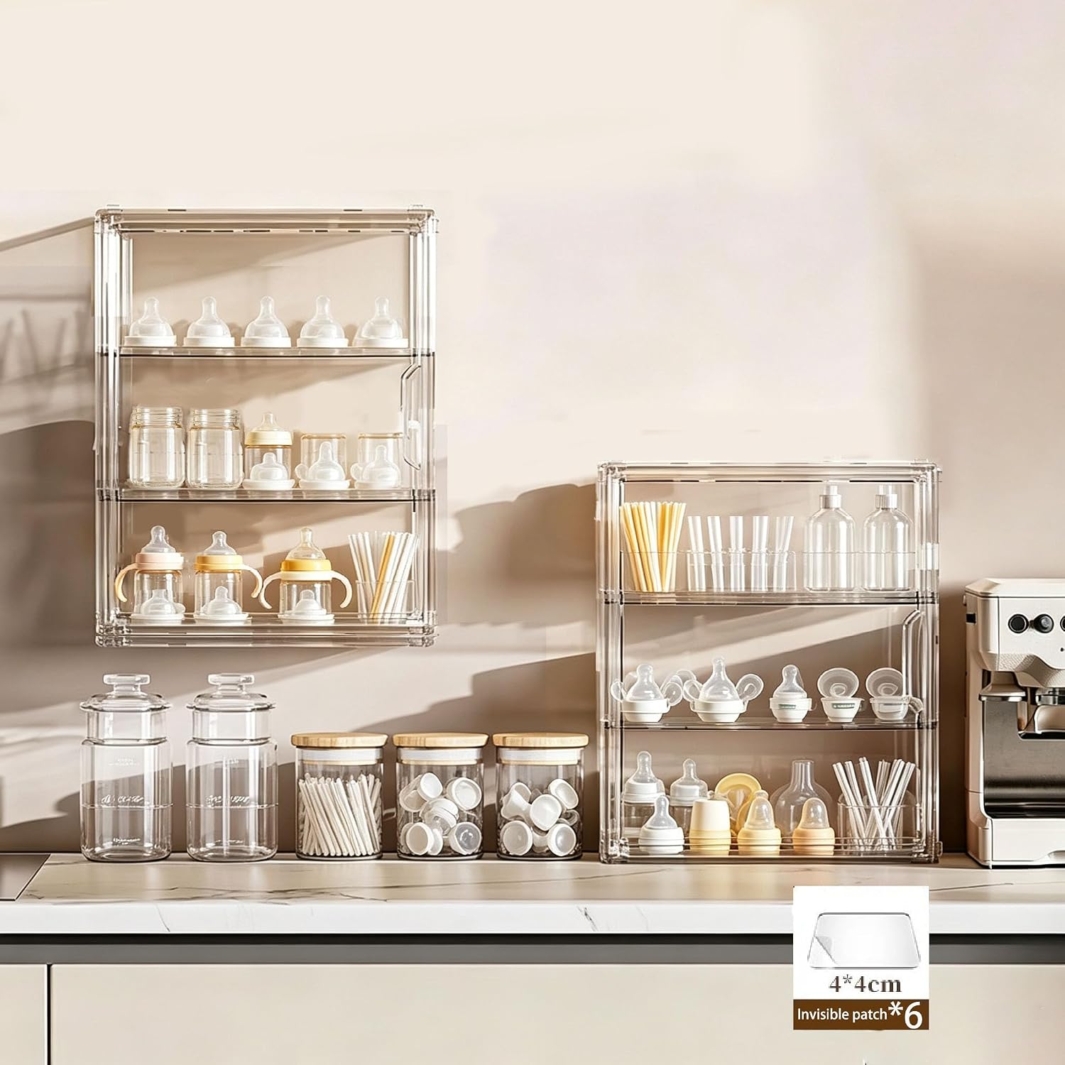 Baby bottle storage box, wall-mounted or desktop storage