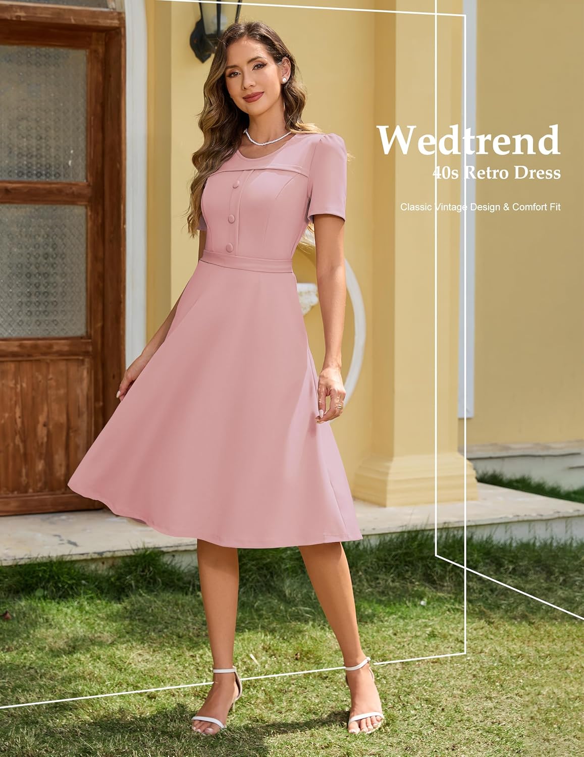 Wedtrend 1950's Vintage Dresses for Women Church Dress with Pockets Tea Party Dresses A Line Wedding Guest Dress - Image 5