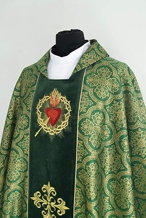 Vestment Green brocade Gothic style Chasuble with a matching stole all liturgical colors.