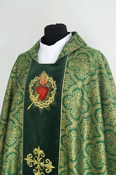 Vestment Green brocade Gothic style Chasuble with a matching stole all liturgical colors.