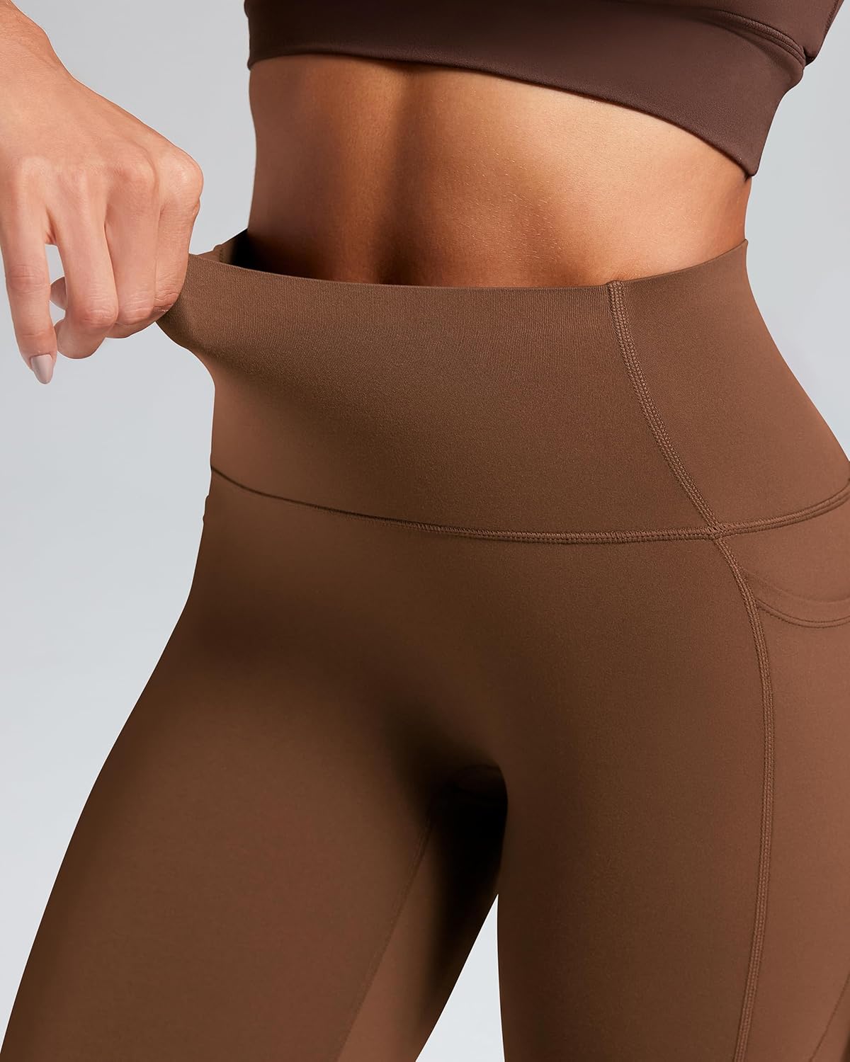 QUEENIEKE Bareluxe No Front Seam Leggings with Pockets for Women Tummy Control 25" - High Waisted Buttery Soft Yoga Pants