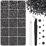 16000Pcs Resin Jelly Rhinestones with Tweezers for Crafting, Black 2-6mm Mixed Sizes Flatback Gems, Bedazzling Crystal for DIY Crafts Clothing Tumblers Mugs Shoes Fabric Nail Art
