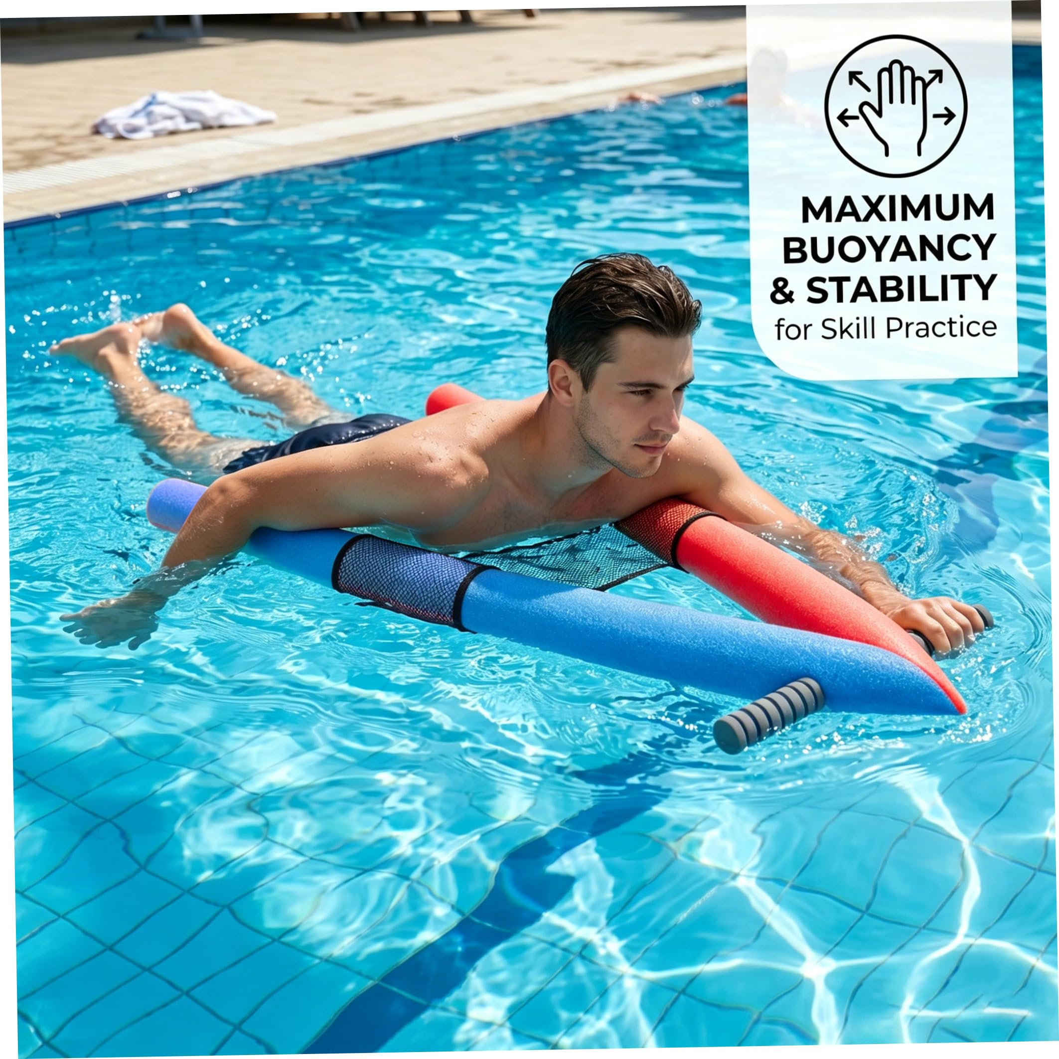 Fideos de Piscina Gigantes Tabla de natación de Alta flotabilidad en Forma de A para Entrenamiento de natación con Bolsa de Almacenamiento de Malla Color Aleatorio