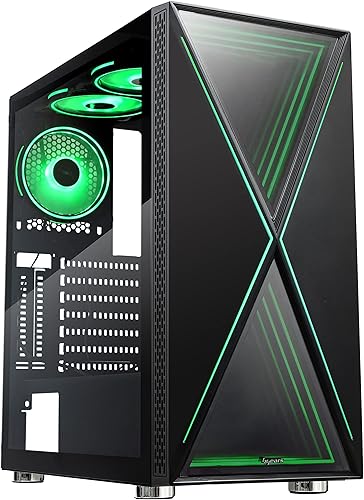 Vista 38 de Bgears b-Optillusion (ventiladores no incluidos) Funda ATX para juegos para PC, panel frontal ARGB con ilusión óptica especial, lado de vidrio