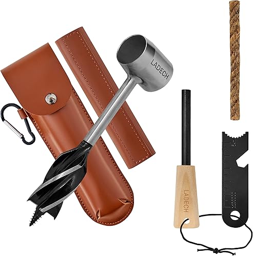 LADECH Survival Tools Bushcraft - Kit de barra de arranque de fuego con kit de varilla de arranque de fuego, equipo y equipo de Bushcraft para