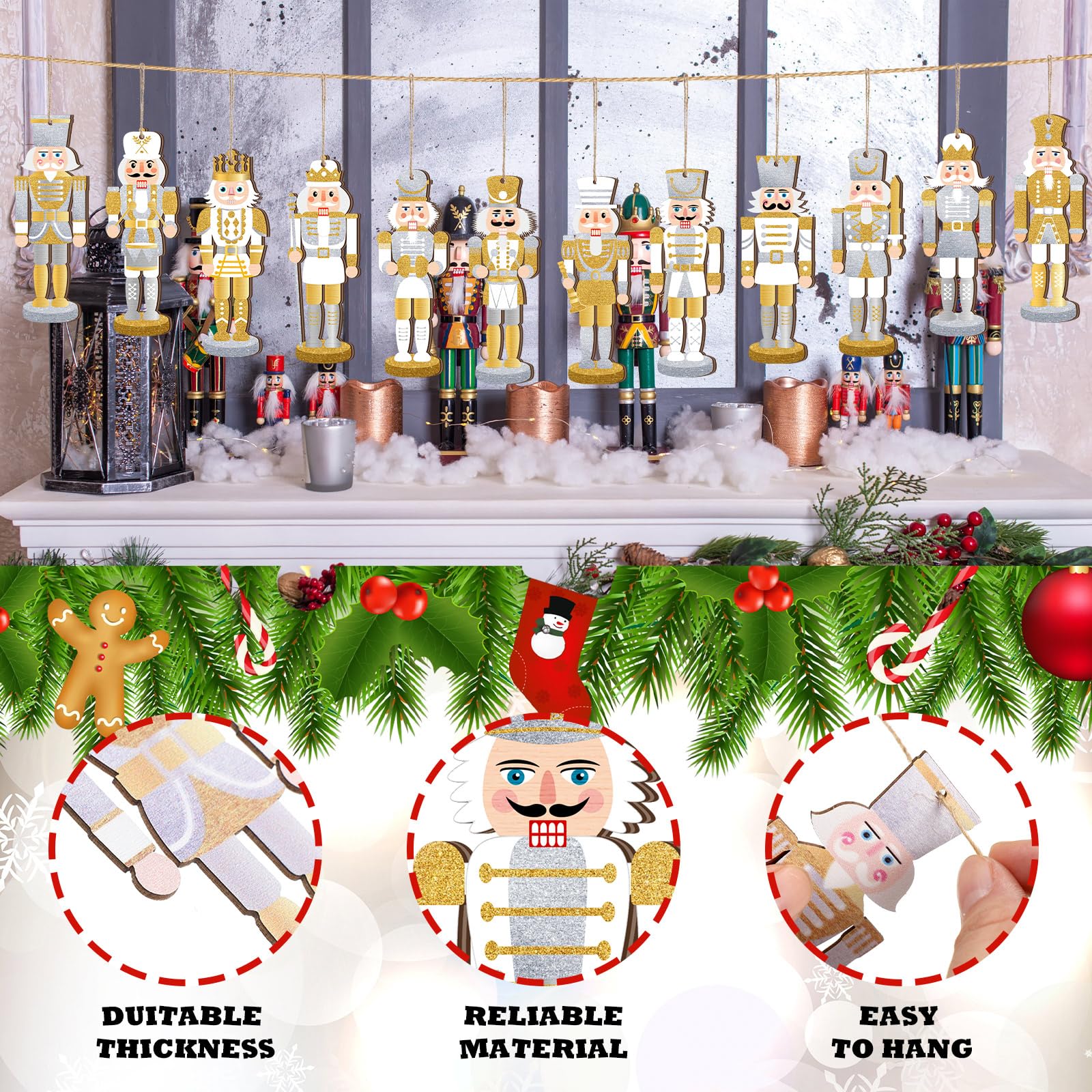 Snapklik.com : 36 Pcs Christmas Nutcracker Ornaments Wood Hanging ...