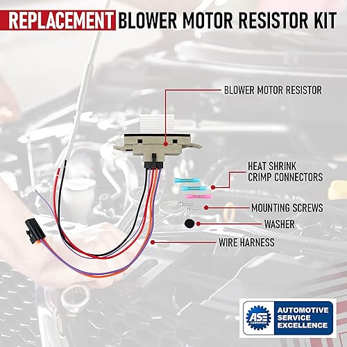 Vista 4 de Kit completo de resistencia de motor de ventilador HVAC con arnés – Reemplaza 15 81773, 89018778, 89019351, 1581773, 15-81773 Compatible con Chevy