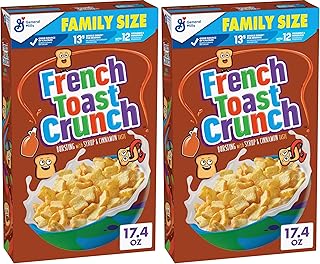 French Toast Crunch Sweetened Breakfast Cereal, 17.4 OZ Family Size Cereal Box (Pack of 2)