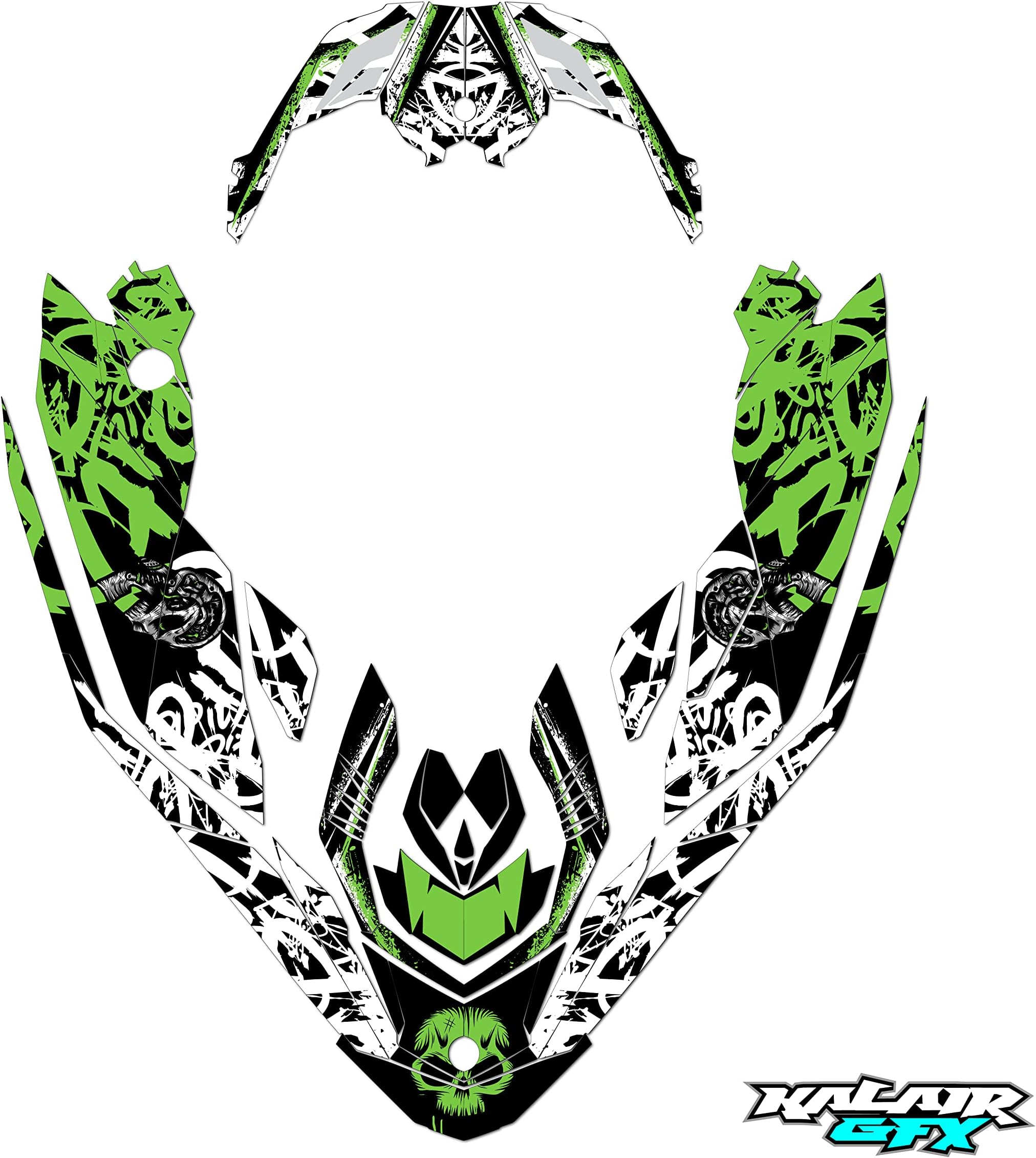 Kalair GFX Graphics Kit for SEA-DOO SPARK TRIXX (All Years) REVOLT Series Green 16 Mil - jet ski graphics, watercraft decal no-plastics