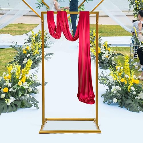 Miniatura 4 de Soporte cuadrado de metal para telón de fondo de arco de boda, arco de globo dorado, marco de flores para decoración de bodas, fiestas de