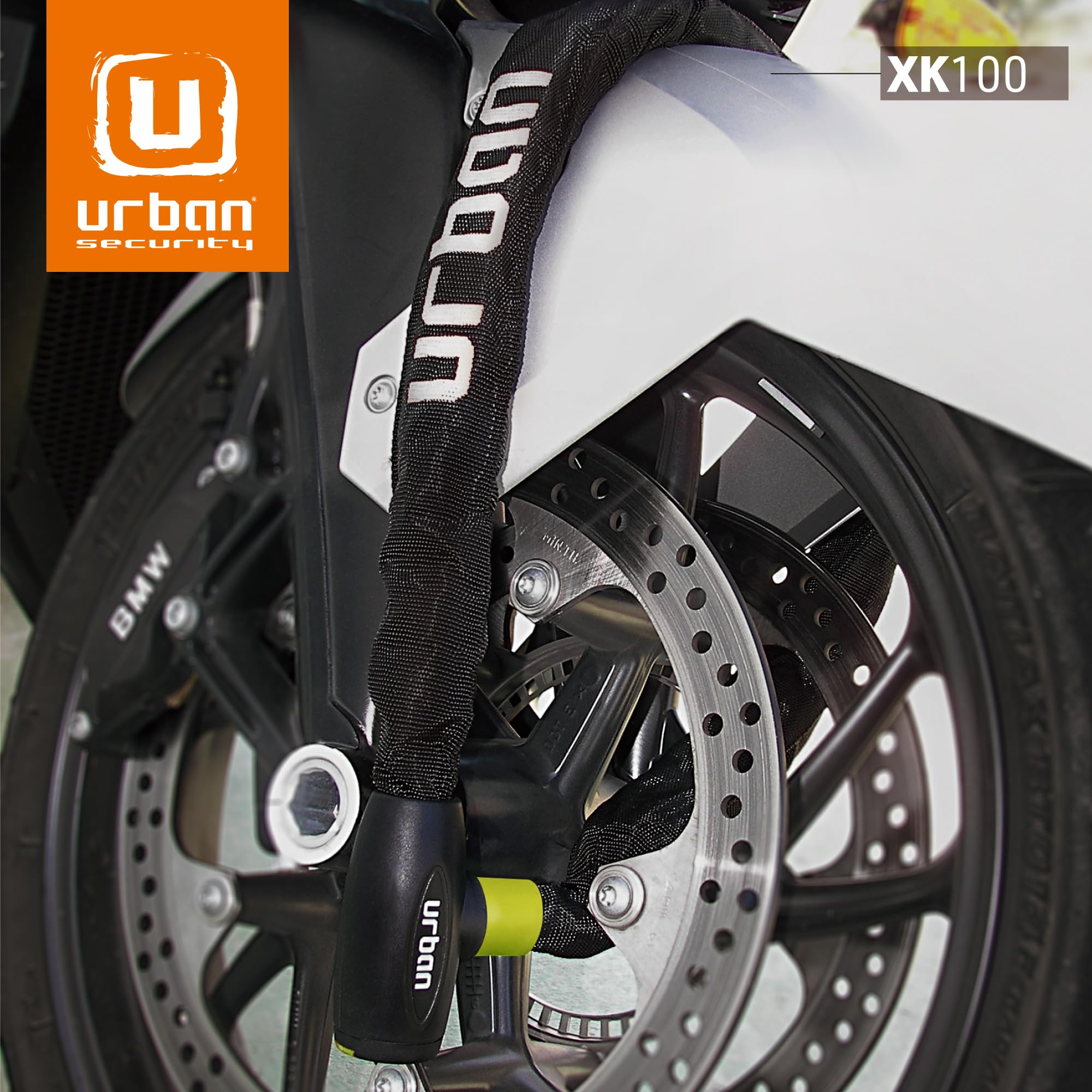 URBAN XK170 Candado Bicicleta Antirrobo, Cadena 170cm de ø8mm Acero Endurecido Cerradura Alta Seguridad, Más Longitud Más Opciones Fijación, Antirasguños, Antirobo Versátil para Bici, Moto o Scooter