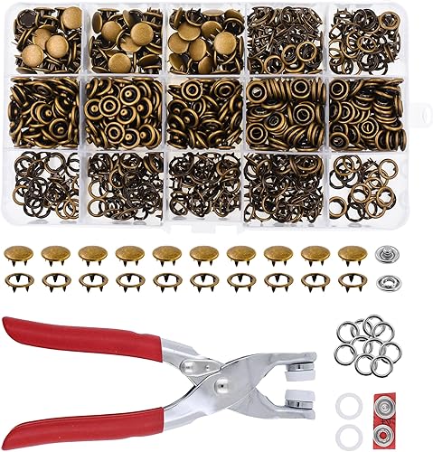 Miniatura 13 de Kit de botón de presión de metal Mandala Crafts - Botones a presión y herramienta de cierre a presión - Cierres coloridos de 9.5mm para coser, ropa