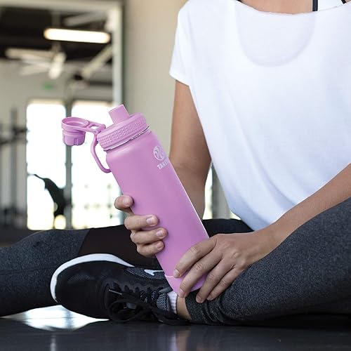 Miniatura 7 de Takeya Actives Botella de agua con tapa de boquilla, botella con doble aislamiento de acero inoxidable, apta para lavavajillas y sin BPA, botella