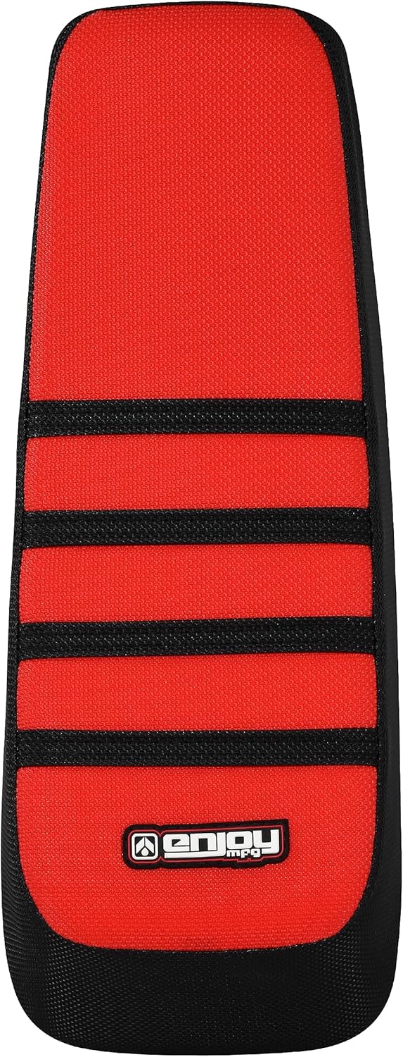 Enjoy Mfg Seat Cover - Compatible with Onyx RCR - CTY2 E-Bike - Black W/Ribs #392 (Black Sides/RED TOP/Black Ribs)